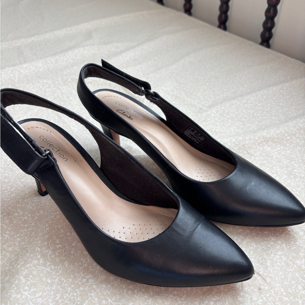 Clarks Women’s Classic Black Slingback Heels Size 6